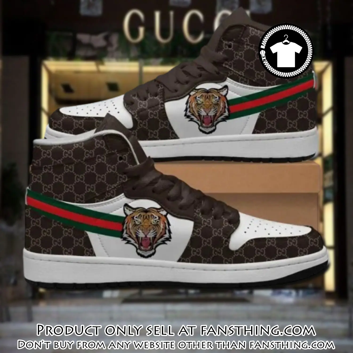 Gucci tiger brown high air jordan sneakers shoes hot  gifts unisex fst4528928